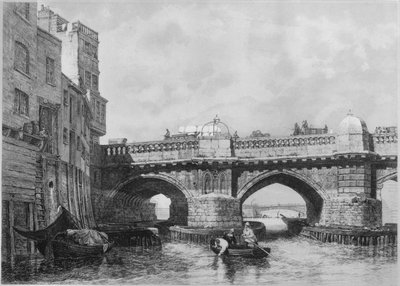 Le bout de Southwark du vieux pont de Londres, 1831, 1912 - Edward William Cooke