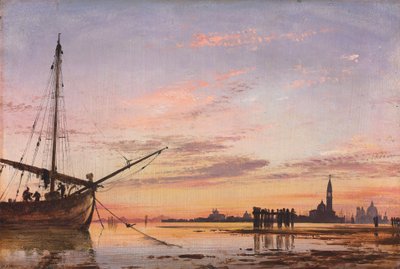 Vue à travers la lagune, Venise, coucher de soleil, 1850 - Edward William Cooke