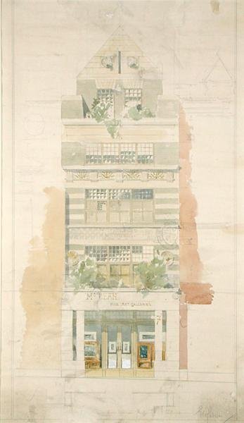 Conception pour la façade des McLean Fine Art Galleries, Haymarket, Londres - Edward William Godwin