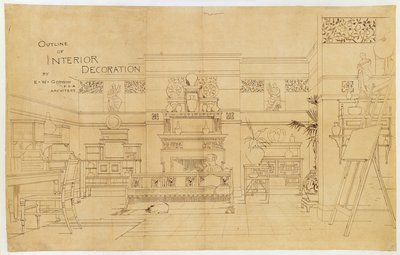 Esquisse de décoration intérieure - Edward William Godwin