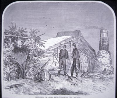 Esquisses de la vie militaire - Pesée des rations, de 