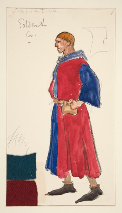 Apprenti orfèvre, croquis de costume pour Henry Irving - Edwin Austin Abbey
