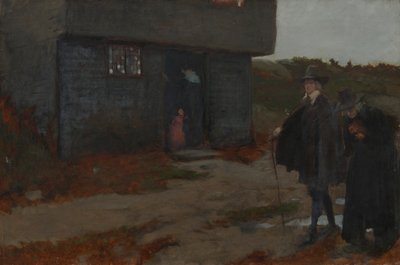 À la porte du cottage (Scène de la Nouvelle-Angleterre du XVIIe siècle) - Edwin Austin Abbey
