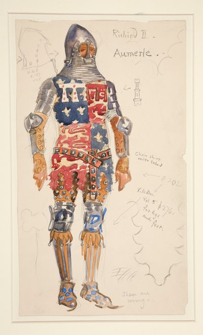 Aumerle (armé), croquis de costume pour Henry Irving - Edwin Austin Abbey