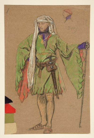 Bushy, croquis de costume pour Richard II - Edwin Austin Abbey
