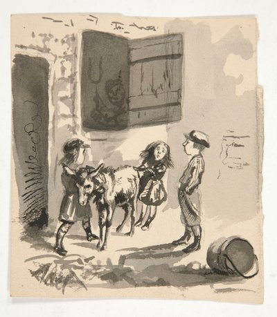 Enfants avec un âne (recto); Illustration non identifiée d