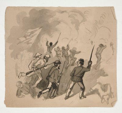 Scène de bataille de la guerre civile (recto); Illustration non identifiée d