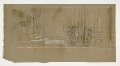 Étude de composition pour Le Départ, de La Quête du Saint Graal (une série de quinze peintures pour la Bibliothèque publique de Boston, achevée en 1901) - Edwin Austin Abbey