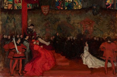 Étude compositionnelle, pour Le Procès de la reine Katharine, Henry VIII, acte II, scène IV - Edwin Austin Abbey