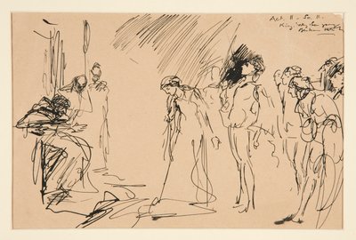 Scène de cour (Acte II, Scène II, Le Roi Lear ?) - Edwin Austin Abbey