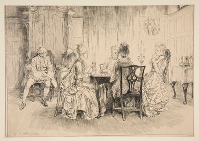 Scène de dîner - illustration pour Austin Dobson - Edwin Austin Abbey