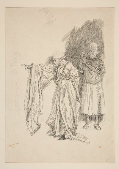 Première étude pour le roi - Acte II, Scène III, Tous - Edwin Austin Abbey