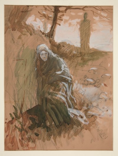 Figure dans les bois - illustration non identifiée - Edwin Austin Abbey