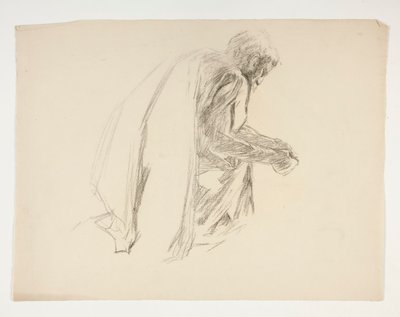 Étude de figure pour Sir Lancelot et Sir Bors équipant Galahad de ses éperons, de La Quête du Saint Graal (deuxième d