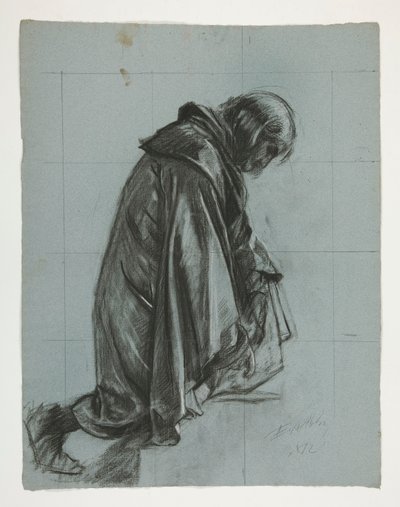 Étude de figure pour Sir Lancelot et Sir Bors équipant Galahad de ses éperons, de La quête du Saint Graal (deuxième d