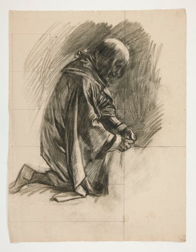 Étude de figure pour Sir Lancelot et Sir Bors équipant Galahad de ses éperons, de La Quête du Saint Graal (deuxième d