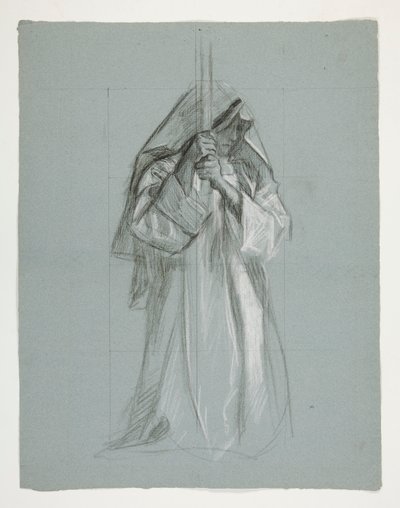 Étude de figure pour Sir Lancelot et Sir Bors équipant Galahad de ses éperons, de La Quête du Saint Graal (deuxième d