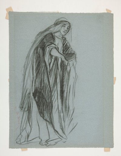 Étude de figure pour le Château des Demoiselles, de La Quête du Saint Graal - Edwin Austin Abbey