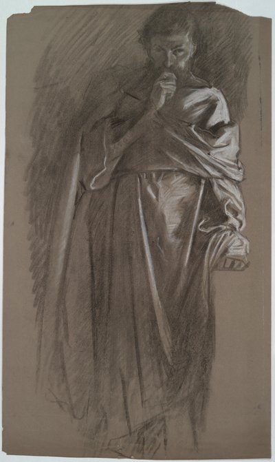 Étude de figure, homme tenant une robe - Edwin Austin Abbey