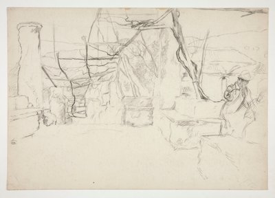 Figures marchant parmi de vieilles ruines (?) - (illustration non identifiée) - Edwin Austin Abbey