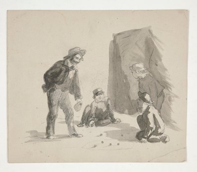 Quatre garçons jouant aux billes (recto) ; Illustration non identifiée d