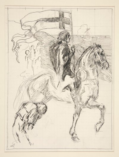 Galahad Part, étude pour La Quête du Saint Graal (série de quinze peintures pour la Bibliothèque publique de Boston, achevée en 1901) - Edwin Austin Abbey