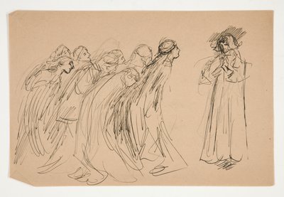 Galahad et les Vertus Captives, étude pour La Quête du Saint Graal (série de quinze peintures pour la bibliothèque publique de Boston, achevée en 1901) - Edwin Austin Abbey