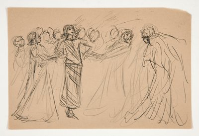 Galahad et les Vertus captives, étude pour La Quête du Saint Graal (série de quinze peintures pour la Bibliothèque publique de Boston, achevée en 1901) - Edwin Austin Abbey