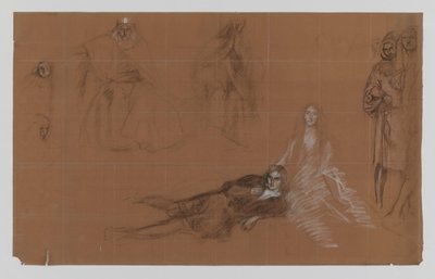 Hamlet - dessins pour la peinture. Acte II, Scène 2 - Edwin Austin Abbey