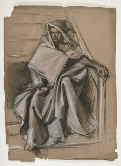 Série du Saint Graal. Étude de figure en capuche. - Edwin Austin Abbey
