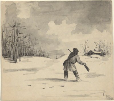 Chasseur dans la neige - Edwin Austin Abbey