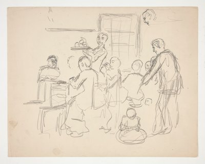 Scène de restaurant intérieur (?) - illustration non identifiée - Edwin Austin Abbey
