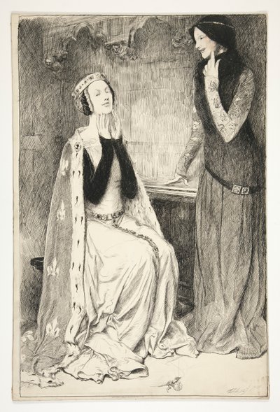 Katherine et Alice - Acte III, Scène V, Roi Henry V - Edwin Austin Abbey