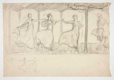 Ligne de femmes dansant - (illustration non identifiée) - Edwin Austin Abbey