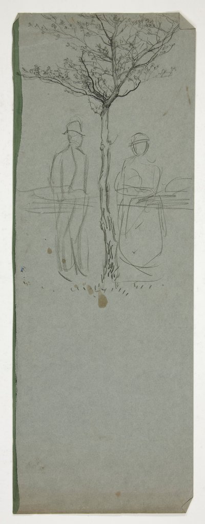 Homme et femme sous un arbre - (illustration non identifiée) - Edwin Austin Abbey