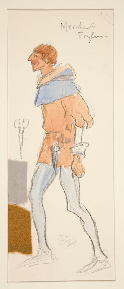 Merchant Taylor, croquis de costume pour Henry Irving - Edwin Austin Abbey