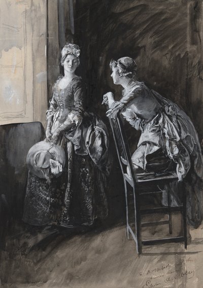 Miss Neville et Miss Hardcastle, illustration pour Oliver Goldsmith - Edwin Austin Abbey