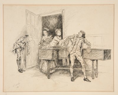 Nan et Piano, illustration pour Oliver Goldsmith - Edwin Austin Abbey