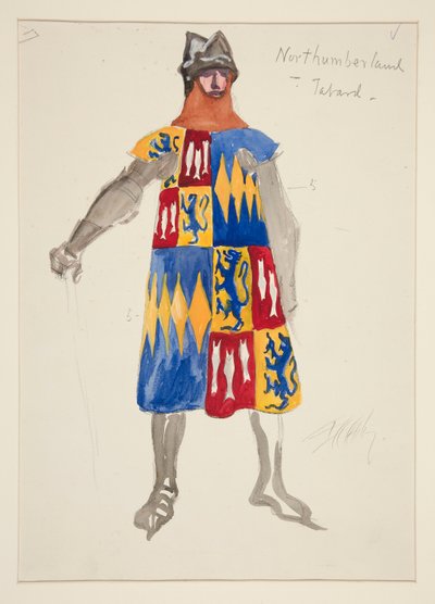 Northumberland - Tabard, croquis de costume pour Henry Irving - Edwin Austin Abbey