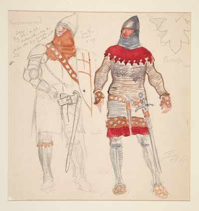 Hommes de Northumberland, croquis de costume pour Henry Irving - Edwin Austin Abbey