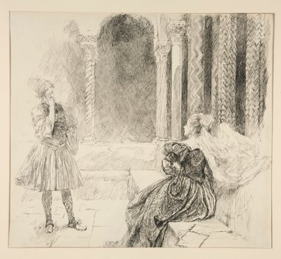 Olivia et Viola, illustration pour Acte I, Scène v, La Nuit des rois - Edwin Austin Abbey