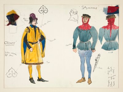 Olivier et Amiens, croquis de costume pour Henry Irving - Edwin Austin Abbey