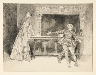 Petruchio taquine Katharina, Acte II, Scène i, La Mégère apprivoisée - Edwin Austin Abbey