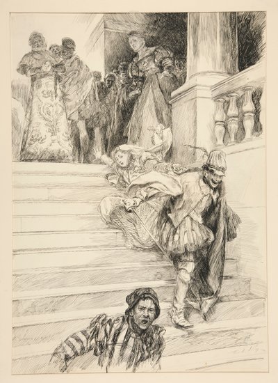 Petruchio emmène sa mariée, Acte III, Scène ii, La Mégère apprivoisée - Edwin Austin Abbey