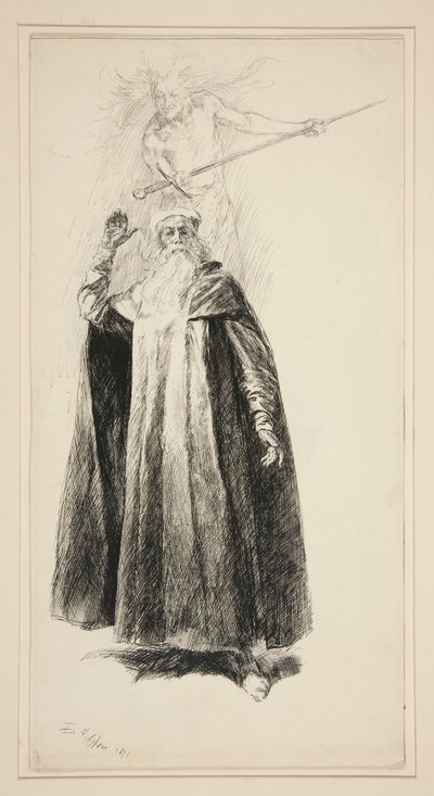 Prospero et Ariel, illustration pour Acte V, Scène i, La Tempête - Edwin Austin Abbey