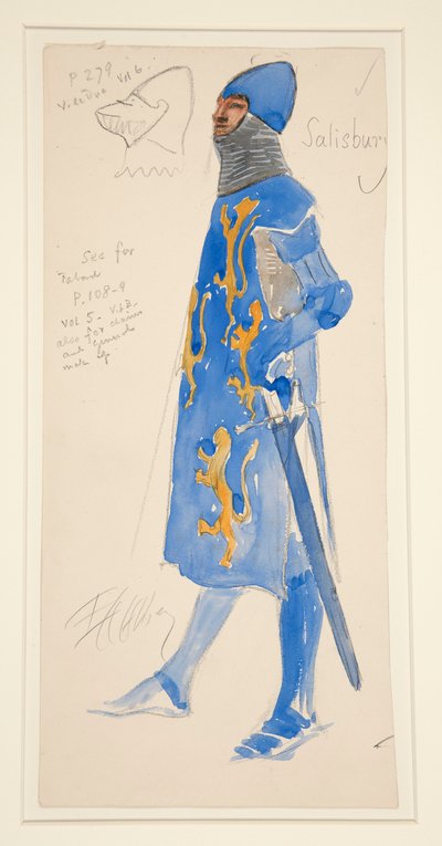 Salisbury (armé), croquis de costume pour Henry Irving - Edwin Austin Abbey