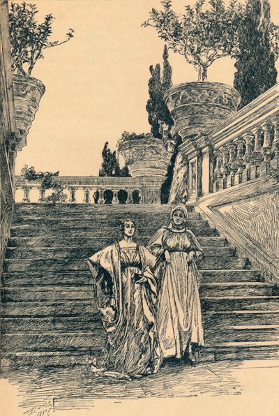 Scène de Beaucoup de bruit pour rien, vers 1890 - Edwin Austin Abbey