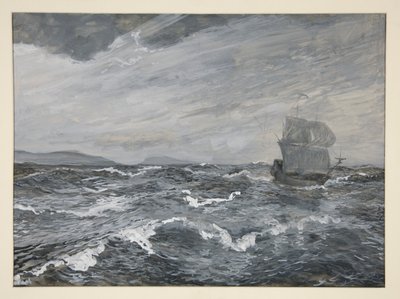 Paysage marin avec voilier - Edwin Austin Abbey