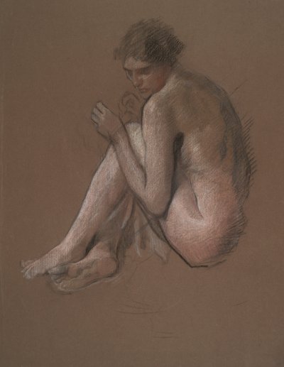 Figure féminine nue assise - Edwin Austin Abbey