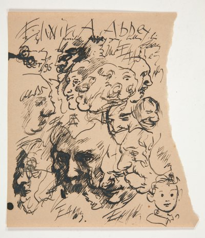 Feuille de croquis de têtes - Edwin Austin Abbey